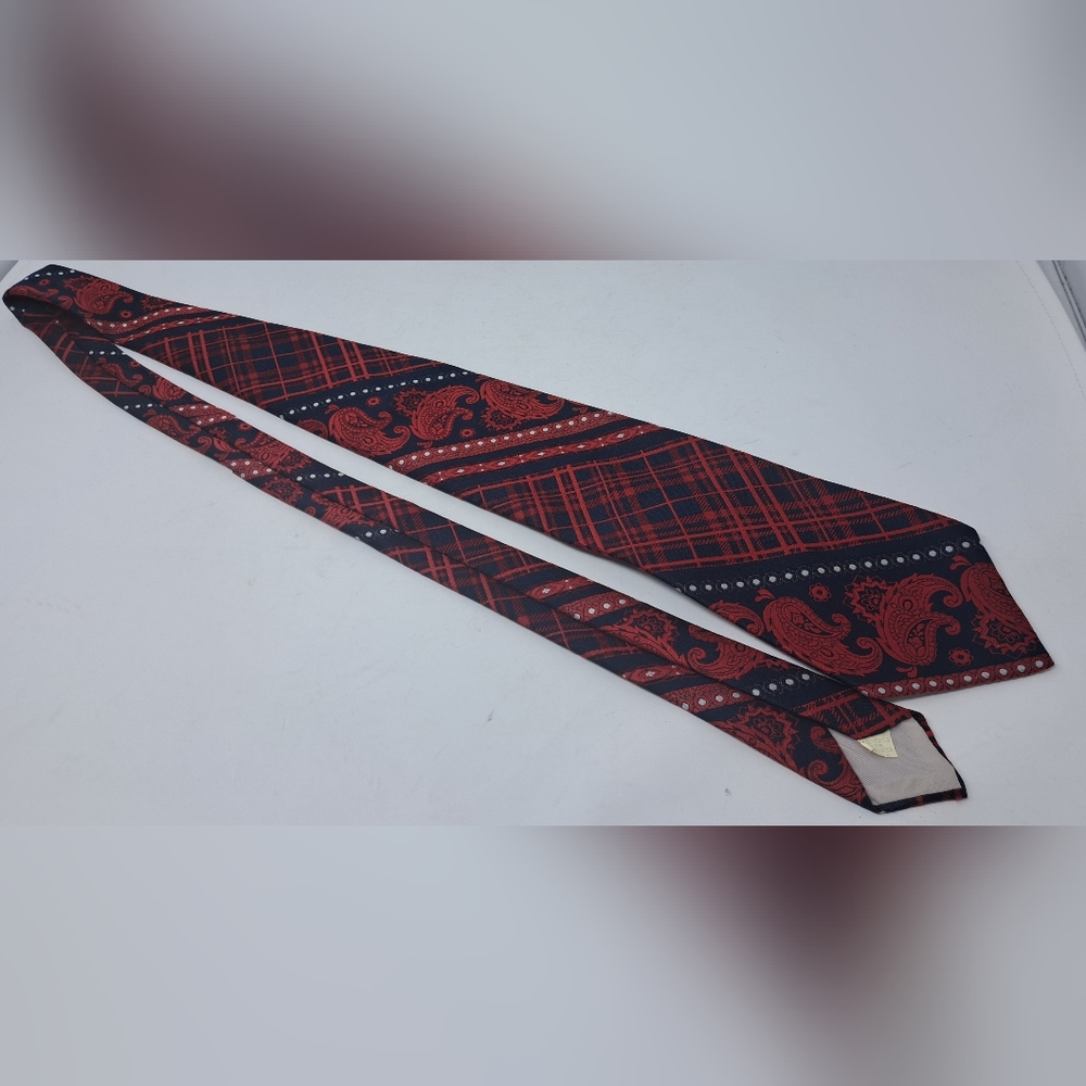 Yves Saint Laurent Vintage Neck Tie Tartain Plaid Paisley Striped 70s 80s 55" - Picture 10 of 15